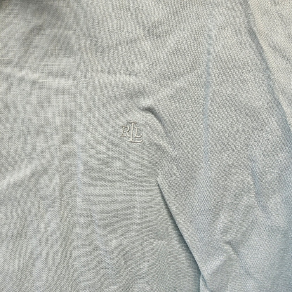 Lauren Ralph Lauren Linen Button Down Shirt Womens XL Light Blue Roll Tab Sleeve - Picture 3 of 12